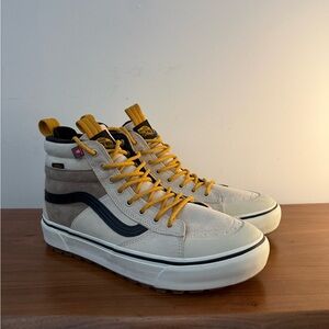Vans High-Top Sneakers - Cream and Black with Yellow Accents